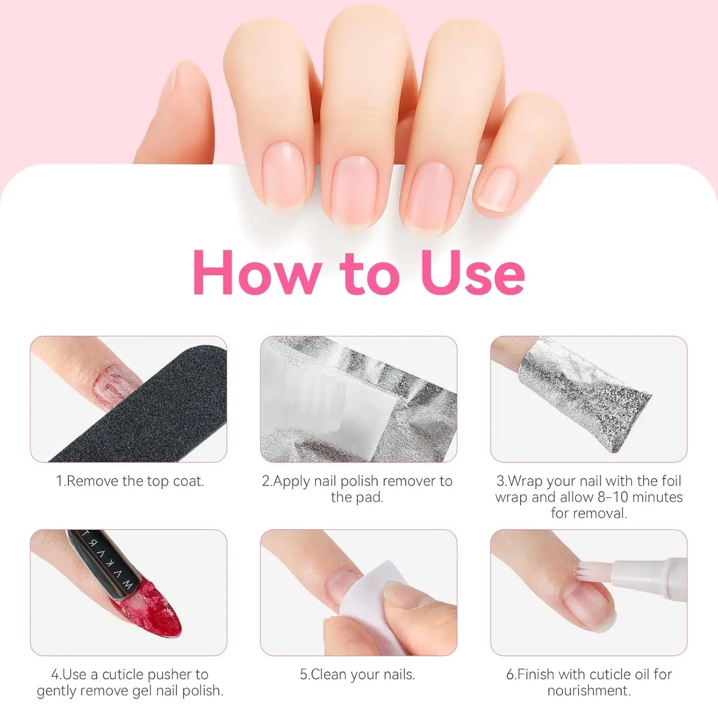 Nail Foil Wraps With Pre-Attached Pads For Gel Polish Removal