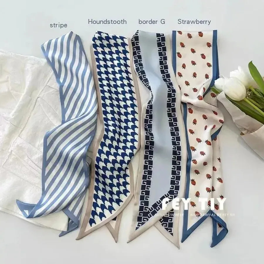 Women's Set Series Cotton Satin Silk Scarf Hair Band Headdress Ribbon