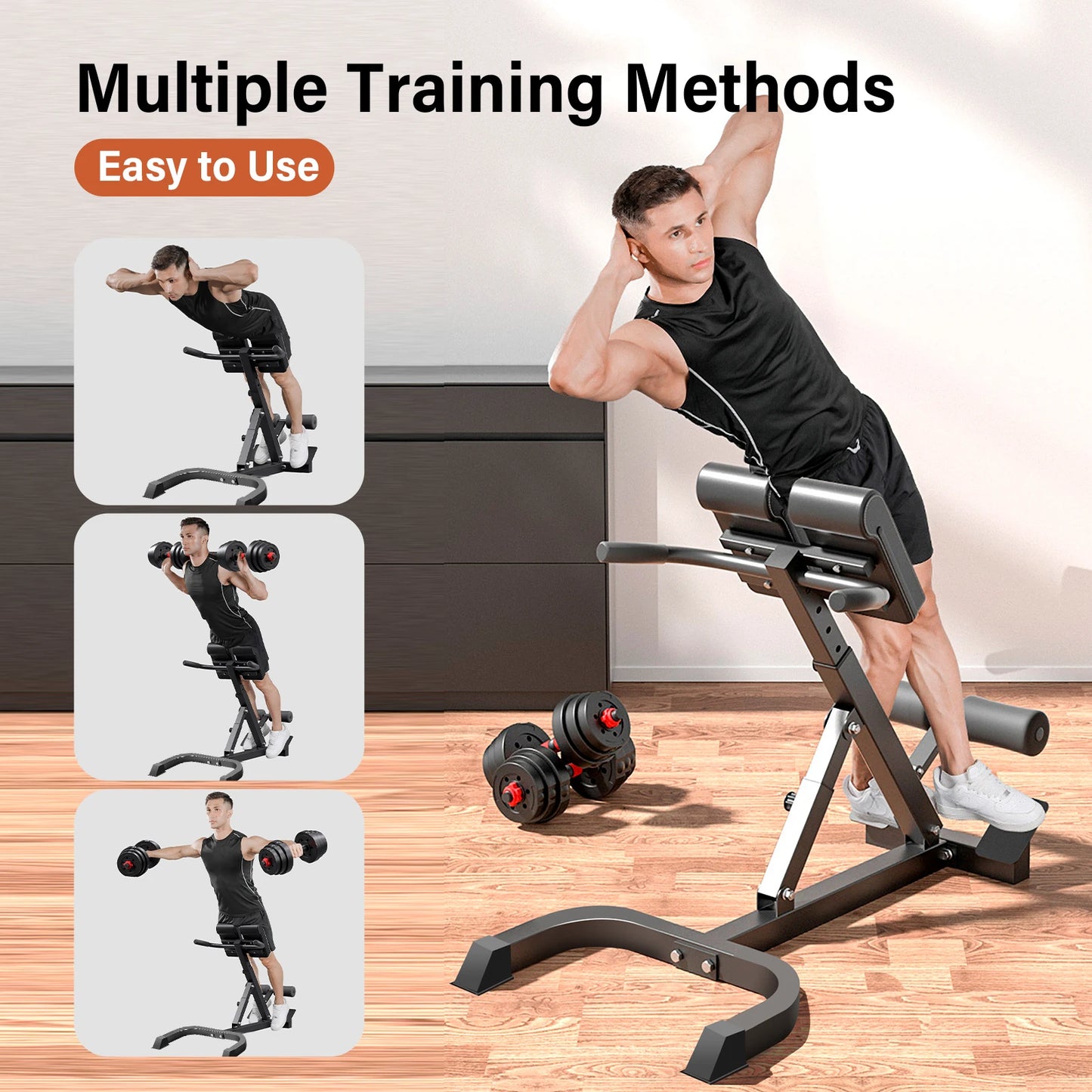 Folding Roman Chair Hyperextension Bench Portable Core Training