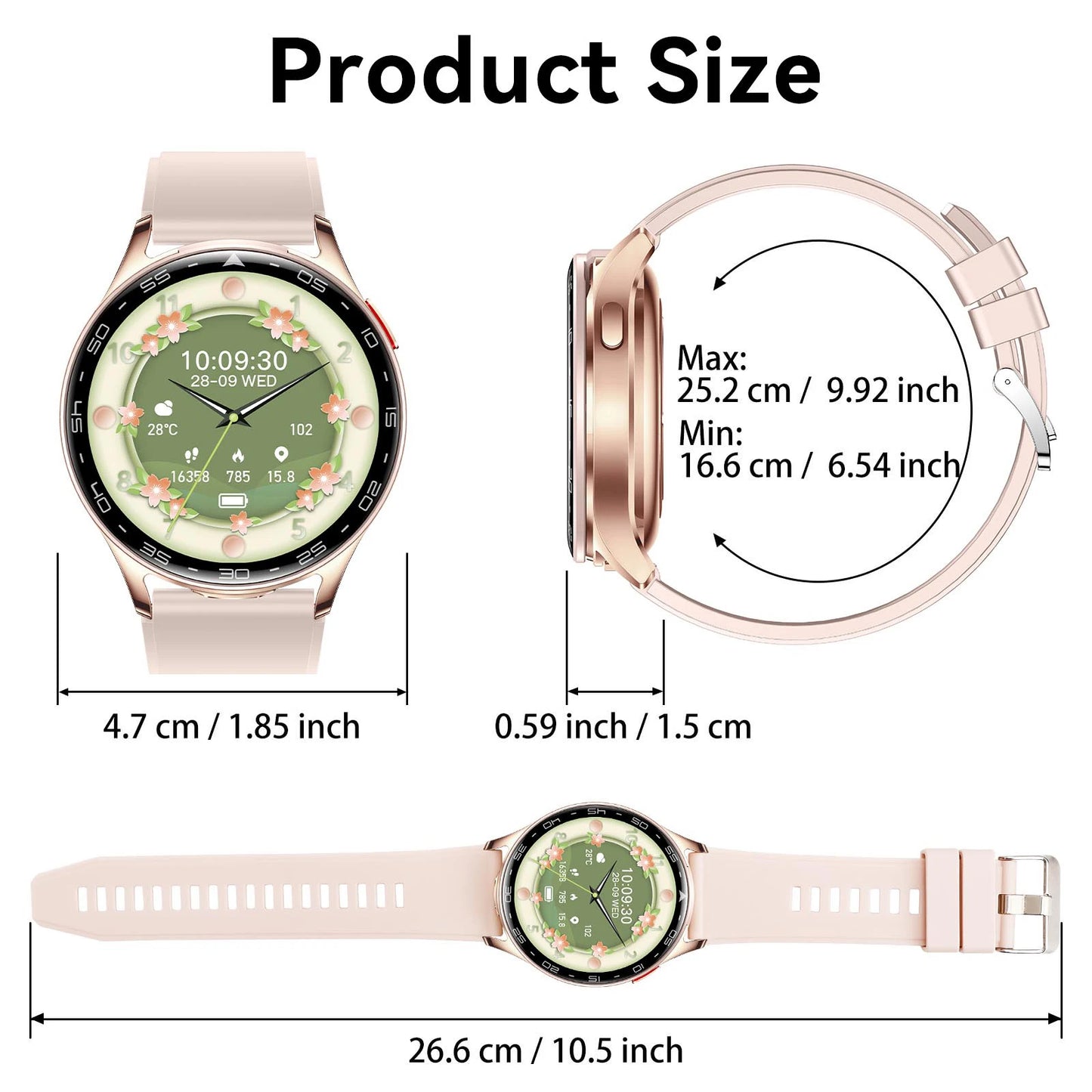 EIGIIS 2in1 Smart Watch With Hidden Earbuds IPS HD Screen