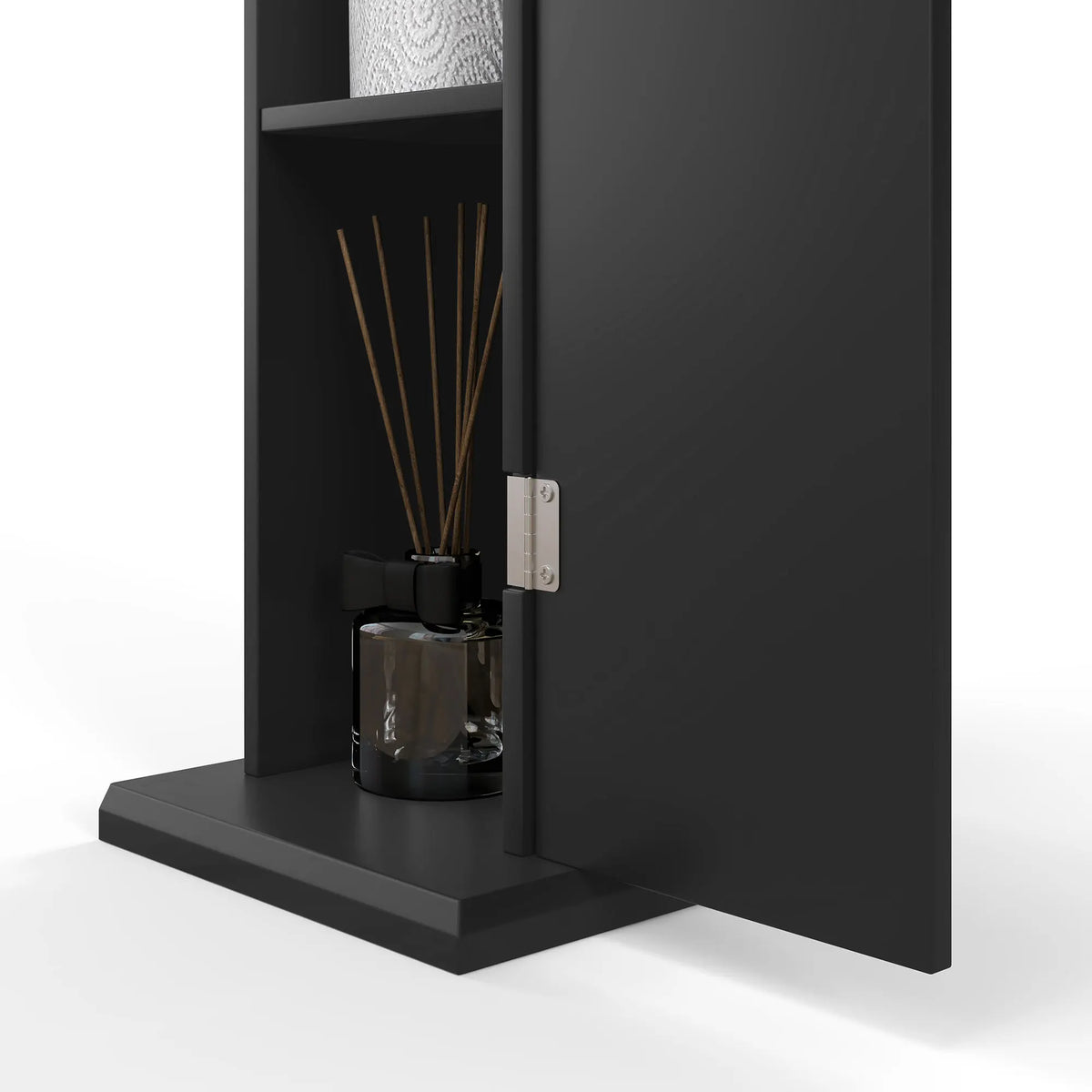 Homcom Toilet Paper Cabinet, Small Bathroom Corner Floor Cabinet with Doors and Shelves, Slim Storage Bathroom Organizer, Black
