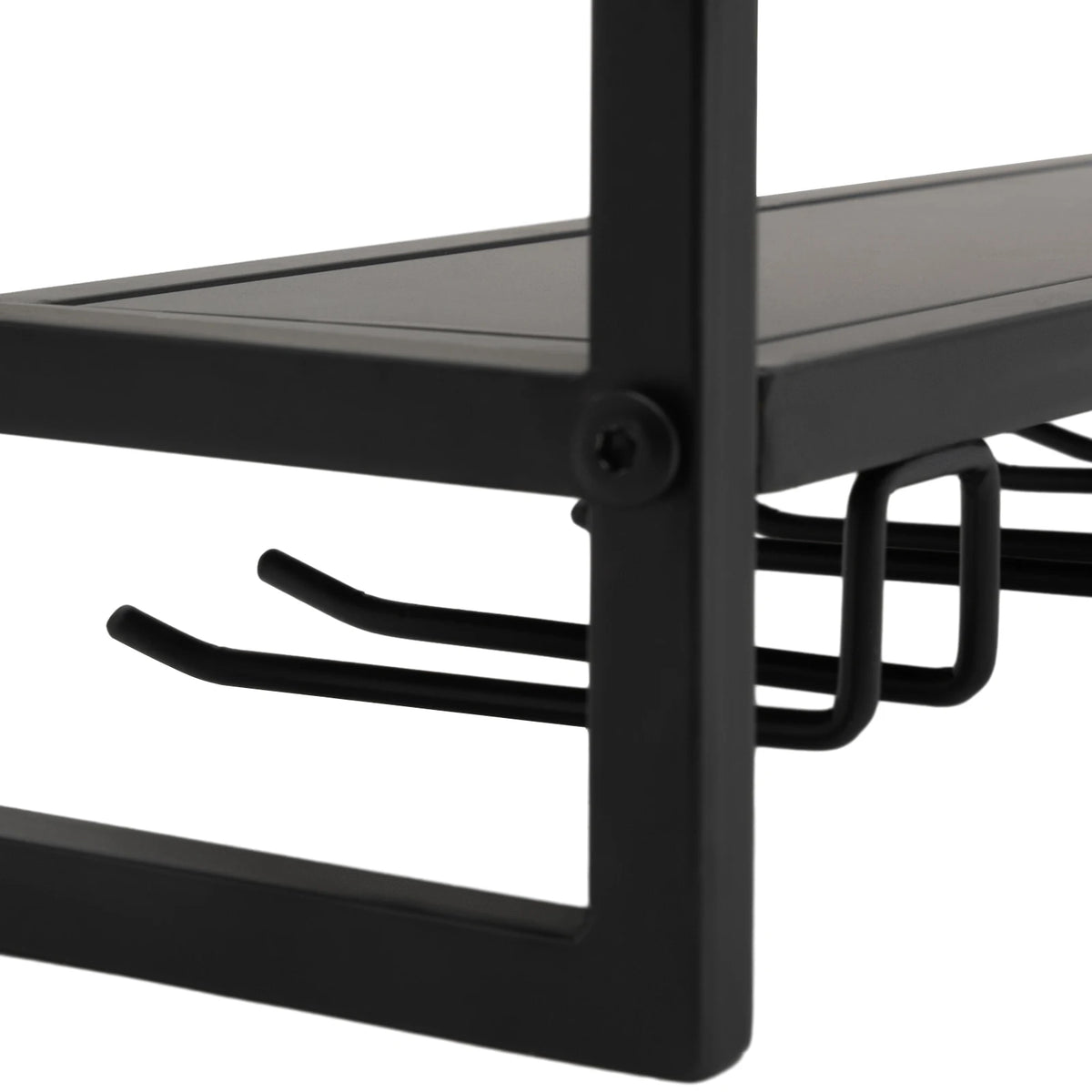 Wall Mounted Wine Rack Glass Holder 12 Bottles 7 Goblet Metal Shelf 2 Layer for Home Bar, 80cm Black