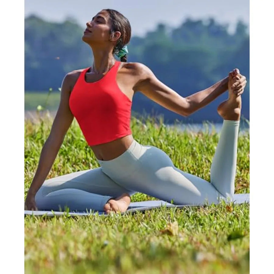 Women's High Neck Racerback Padded Longline Sports Bra For Yoga