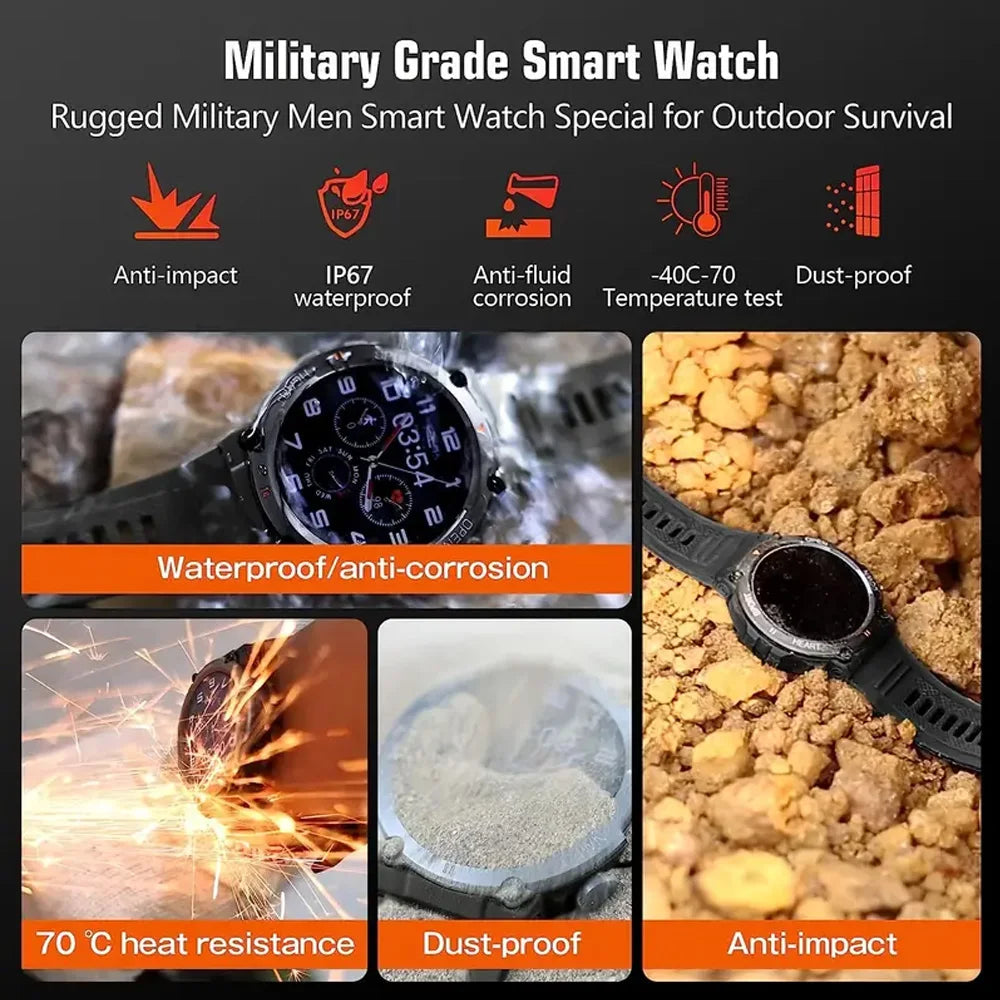 SENBONO Military Outdoor Smartwatch With 400mAh Battery And Bluetooth Call