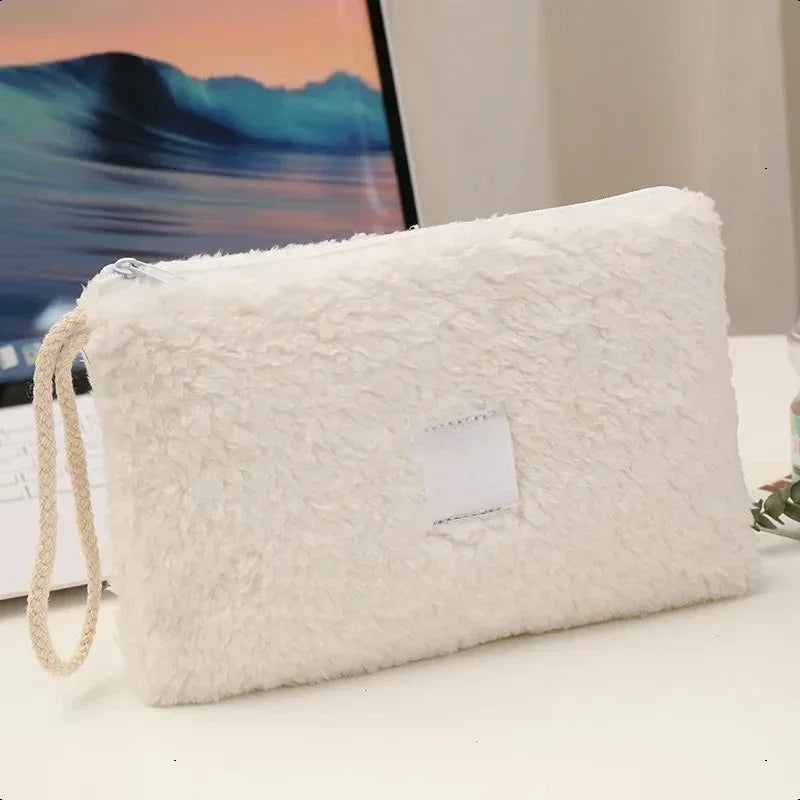 Cute Plush Travel Cosmetic Bag Large Capacity Makeup Organizer