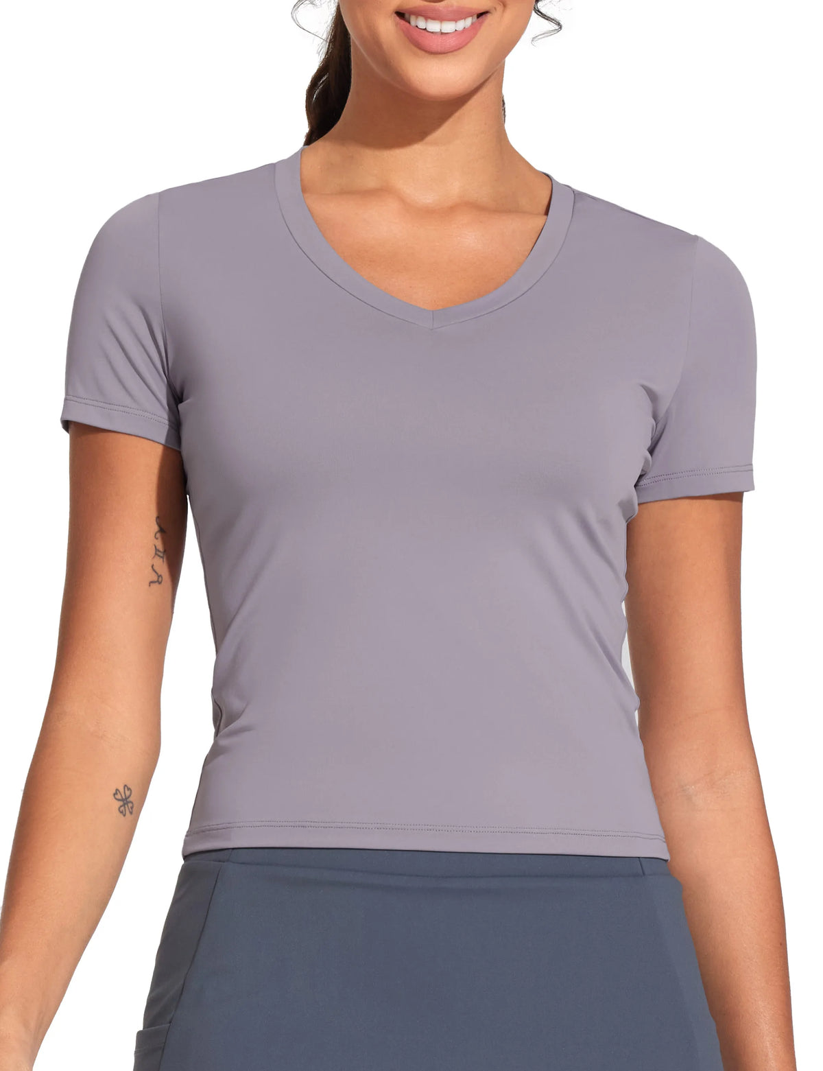 THE GYM PEOPLE Women's V-Neck Crop Workout T-Shirt For Yoga