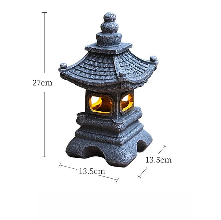 Solar Powered Garden Lamp Pagoda Sculpture Zen Palace Lantern