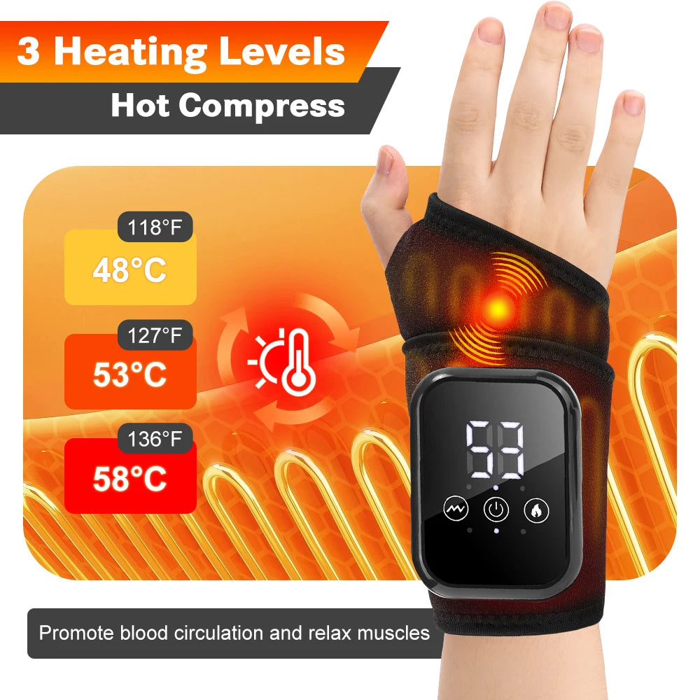 AGDOAD Electric Heating Wrist Massager With Brace For Relief