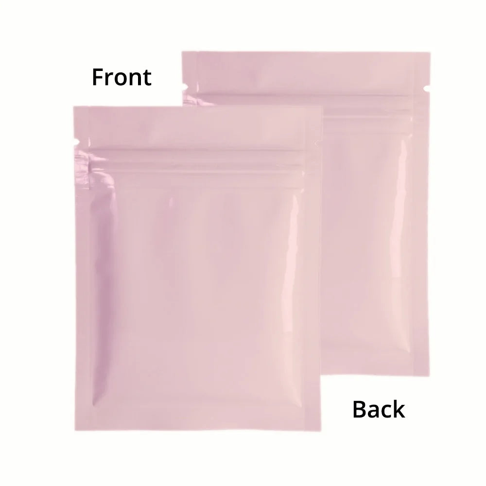 Flat Aluminum Foil Mylar Ziplock Pouches Various Size Glossy Bag, 100pcs Heat Sealing Zipper Organizer Storage Bags