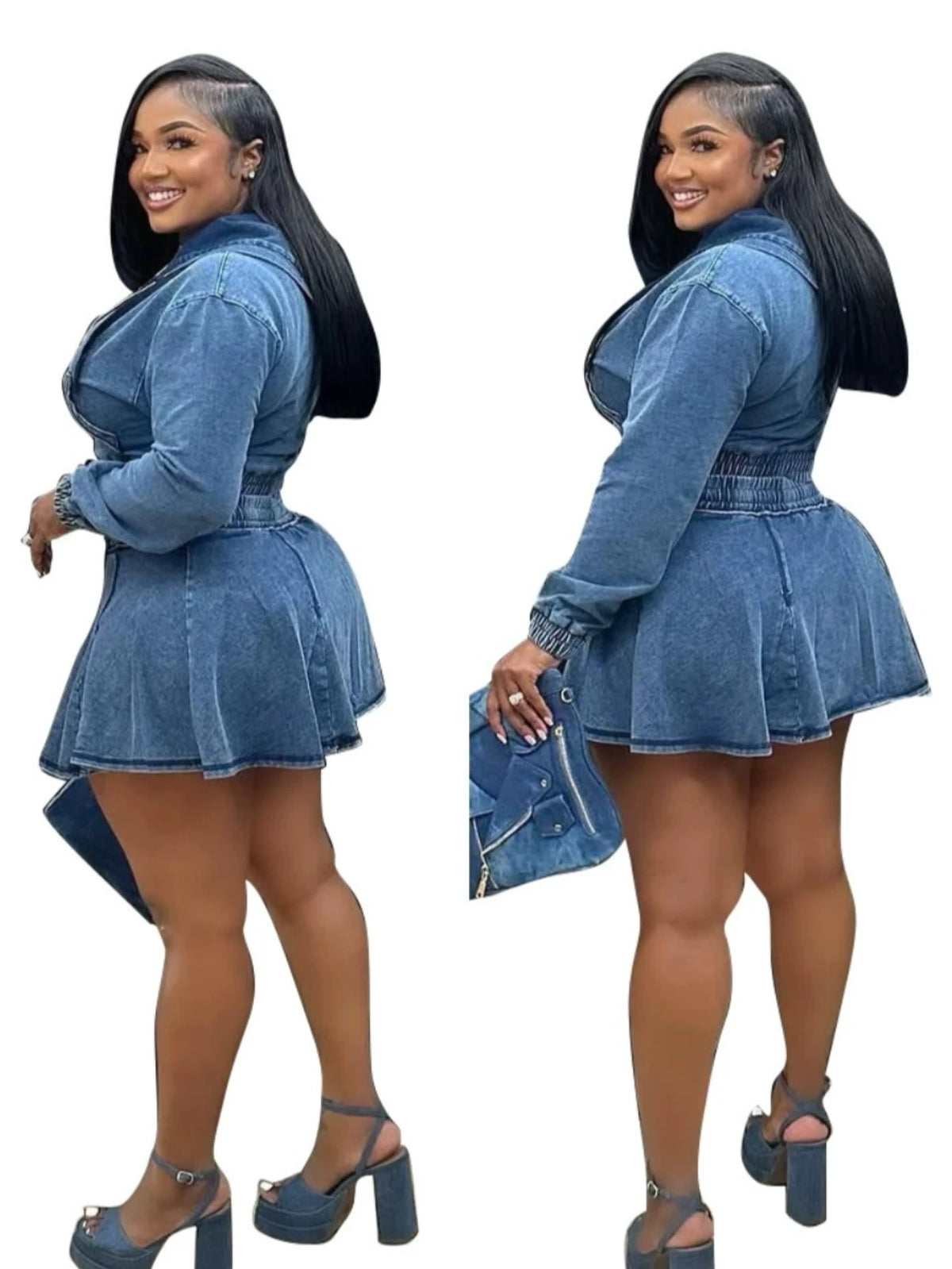 Women Long‑Sleeve Zip‑Up Hooded Cropped Top And High Waist Flared Mini Skirt Two‑Piece Outfit Casual Daily Street Matching Set