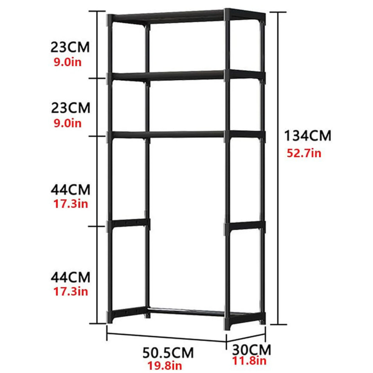 3 Tier Over the Toilet Shelf, Freestanding Bathroom Shelves | Over Toilet Bathroom Organizer Storage Rack, Space Saver Freestanding Shelf for Restroom Laundry Balcony Room, Black