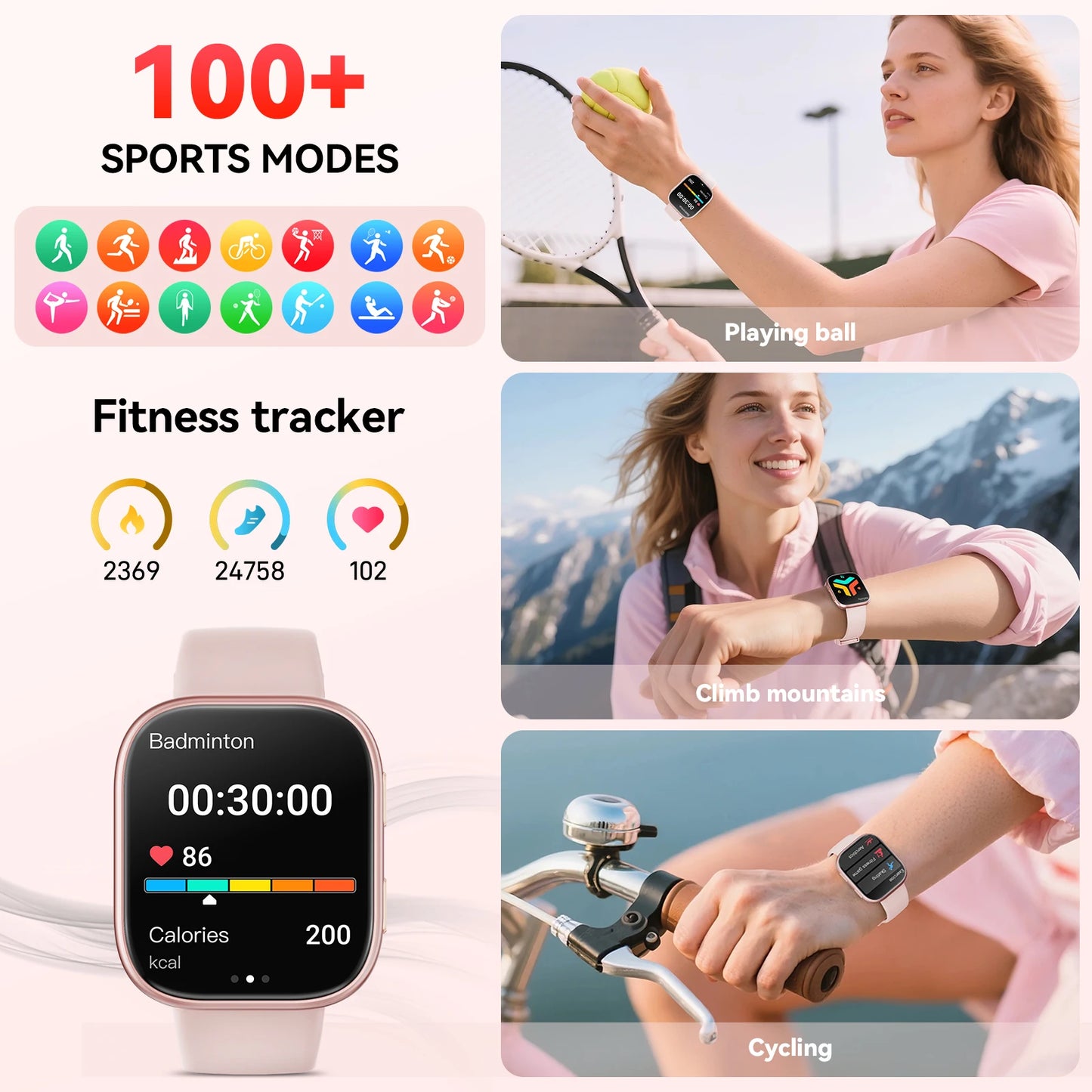 Smartwatch for Android iOS With Heart Rate Monitor Waterproof Bluetooth