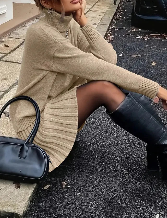 Women's Knitted Sweater And Pleated Skirt Two Piece Outfit