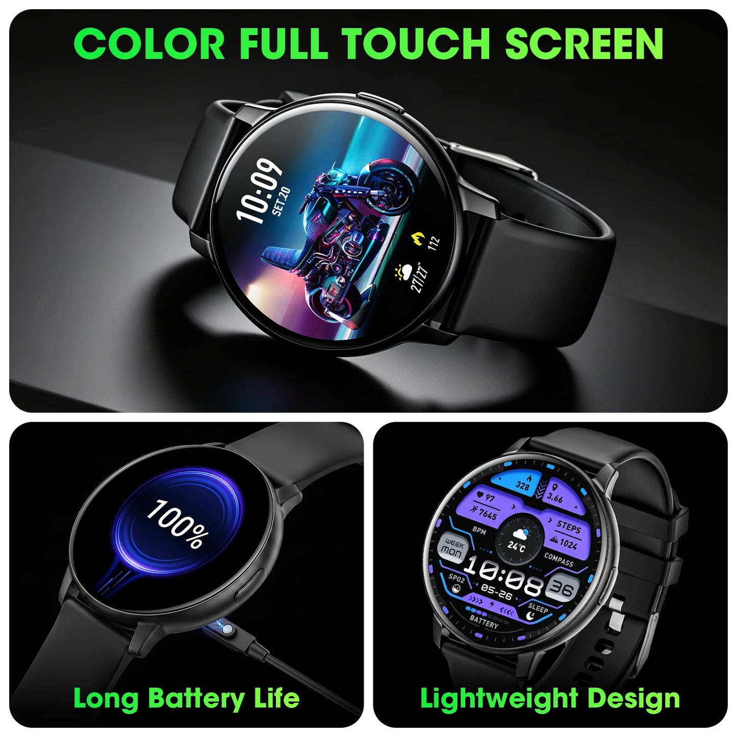 Smart Watch Bluetooth Call Full Touch Fitness Tracker Heart Rate