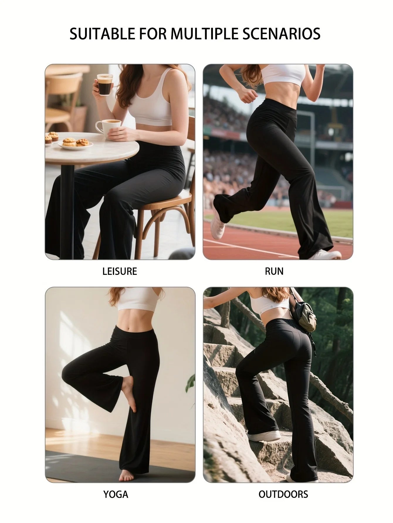 Women's Wide Leg Yoga Pants Elastic Waist Polyester Fitness Pants