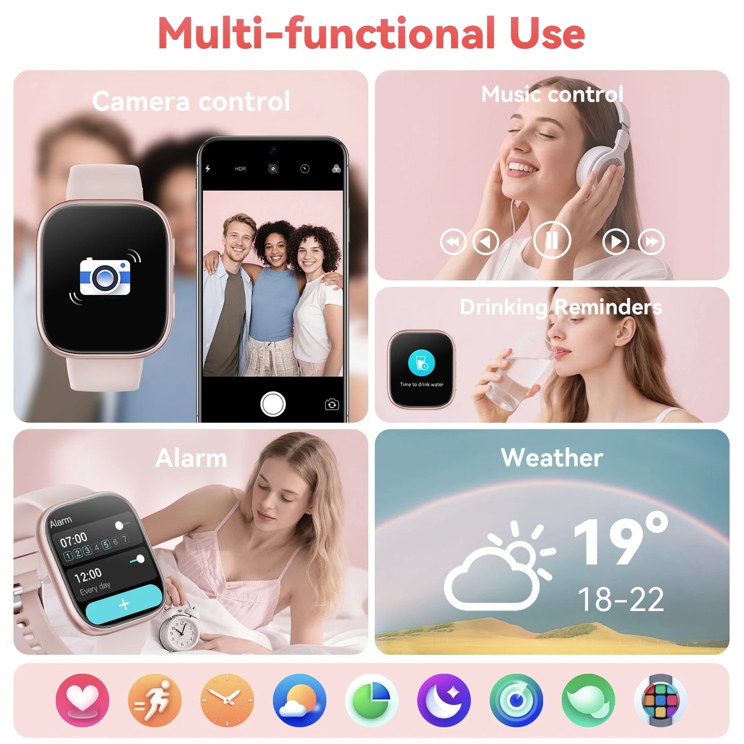 Smartwatch for Android iOS With Heart Rate Monitor Waterproof Bluetooth
