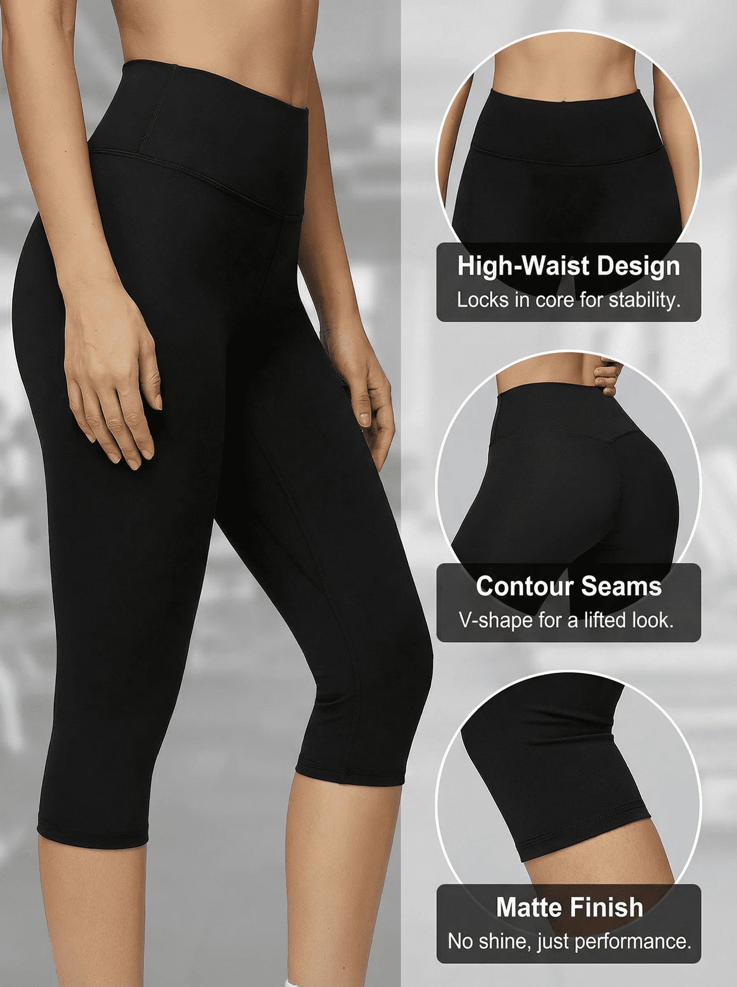 Women High Waist Capri Leggings Multicolor Yoga Fitness Pants