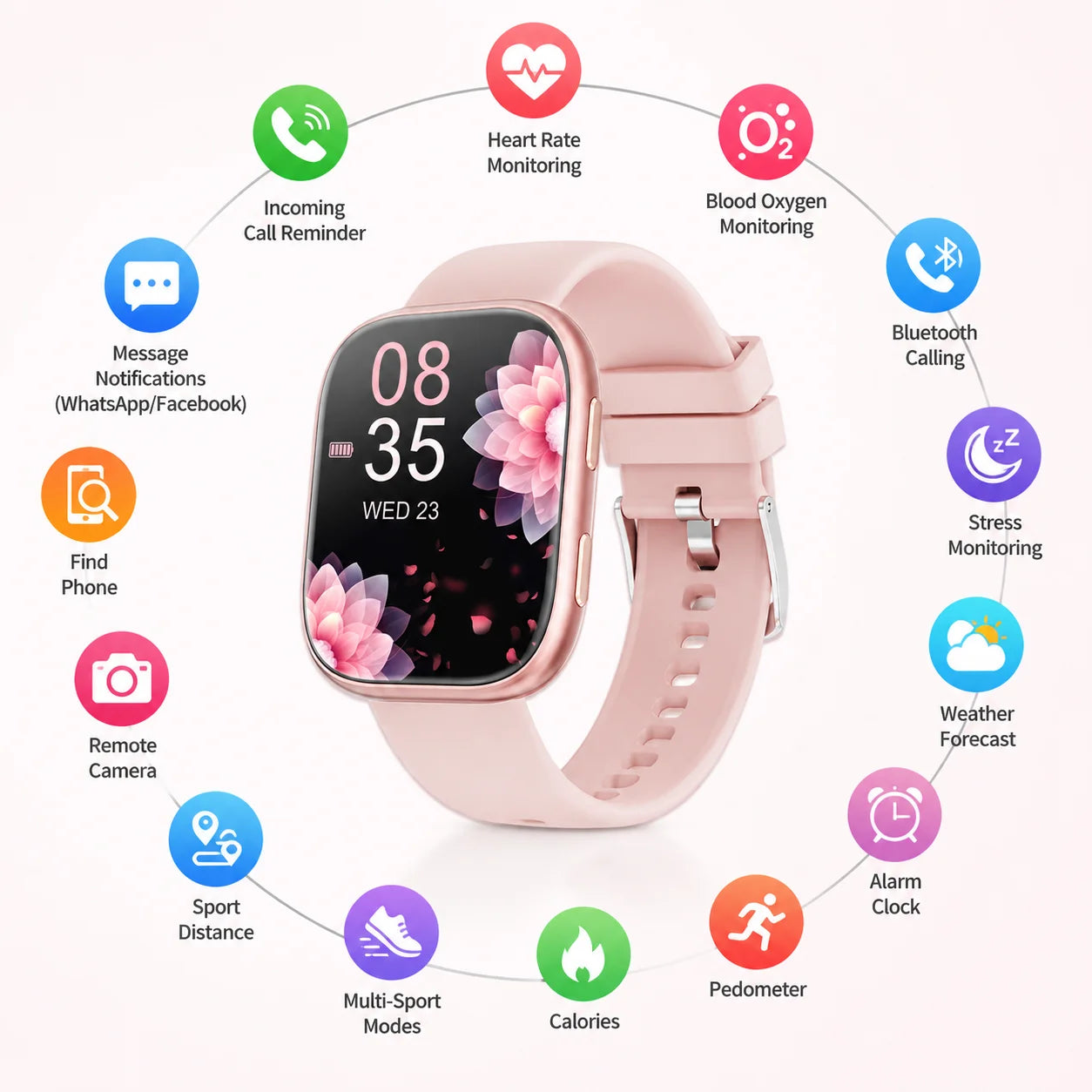 Smartwatch for Android iOS With Heart Rate Monitor Waterproof Bluetooth