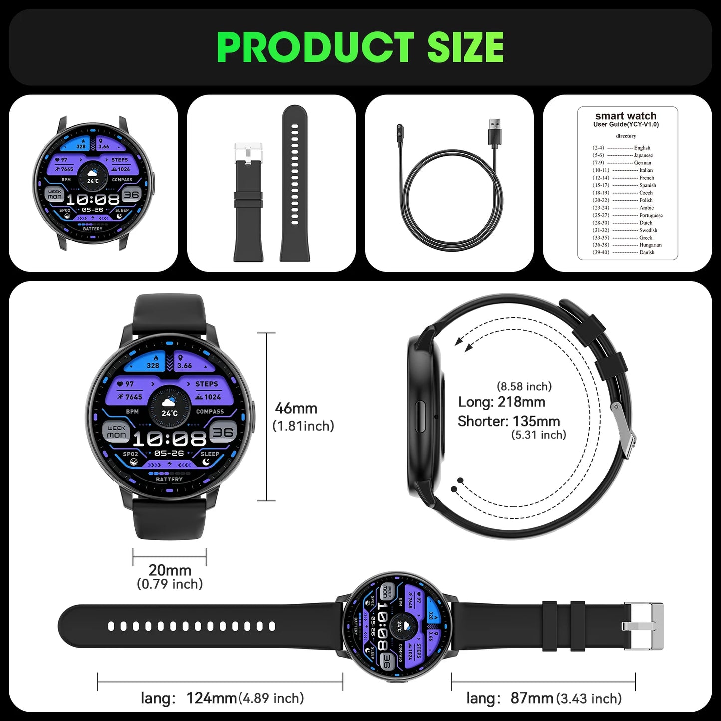 Smart Watch Bluetooth Call Full Touch Fitness Tracker Heart Rate
