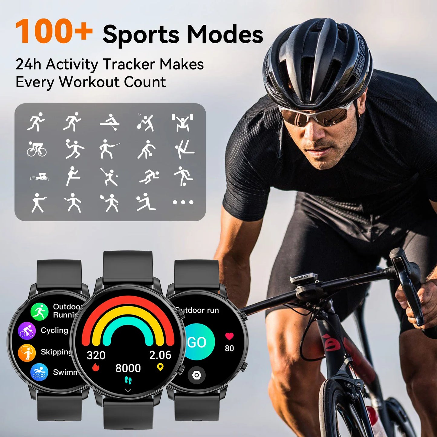 Smart Watch Bluetooth Calling BLE 5.2 IP67 Waterproof Heart Rate Fitness Tracker