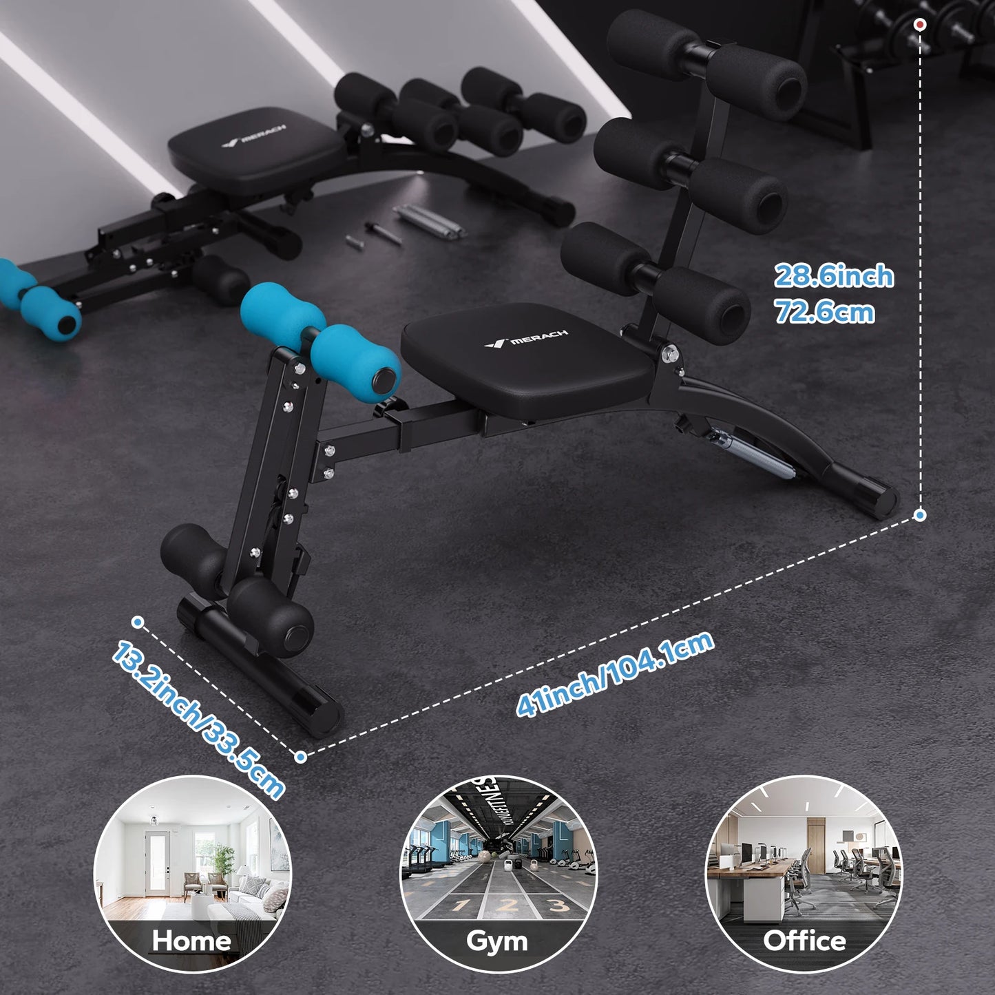 MERACH Ab Machine Multi Functional Adjustable Sit Up Bench Gym