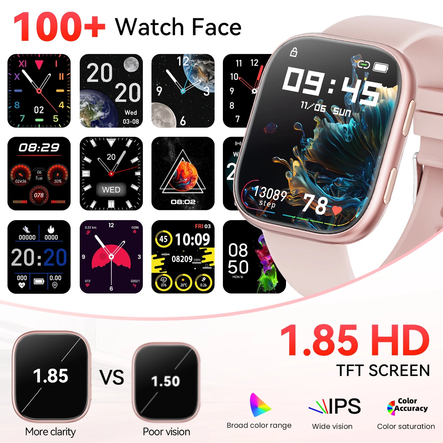 Smartwatch for Android iOS With Heart Rate Monitor Waterproof Bluetooth