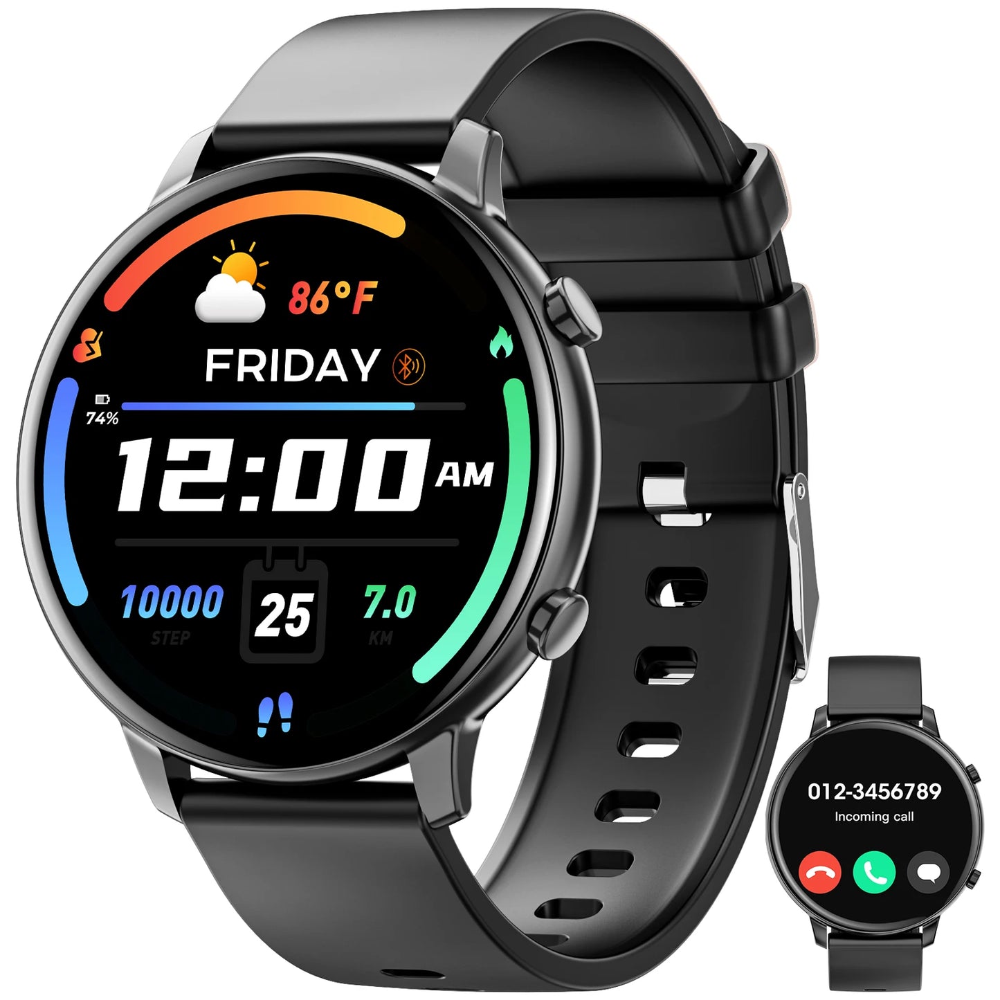 Smart Watch Bluetooth Calling BLE 5.2 IP67 Waterproof Heart Rate Fitness Tracker