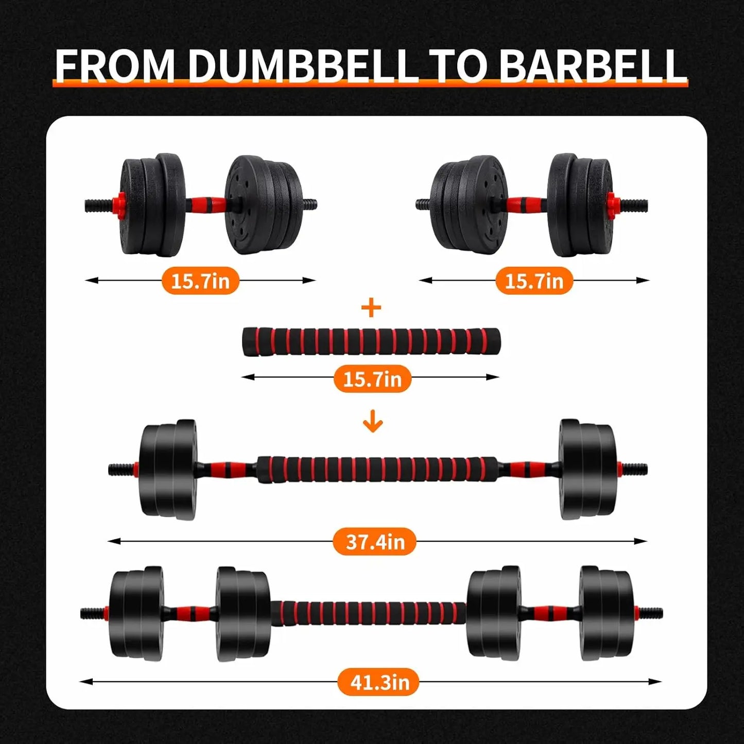 Adjustable Dumbbell To Barbell Set With Anti Slip Grip For Home Gym