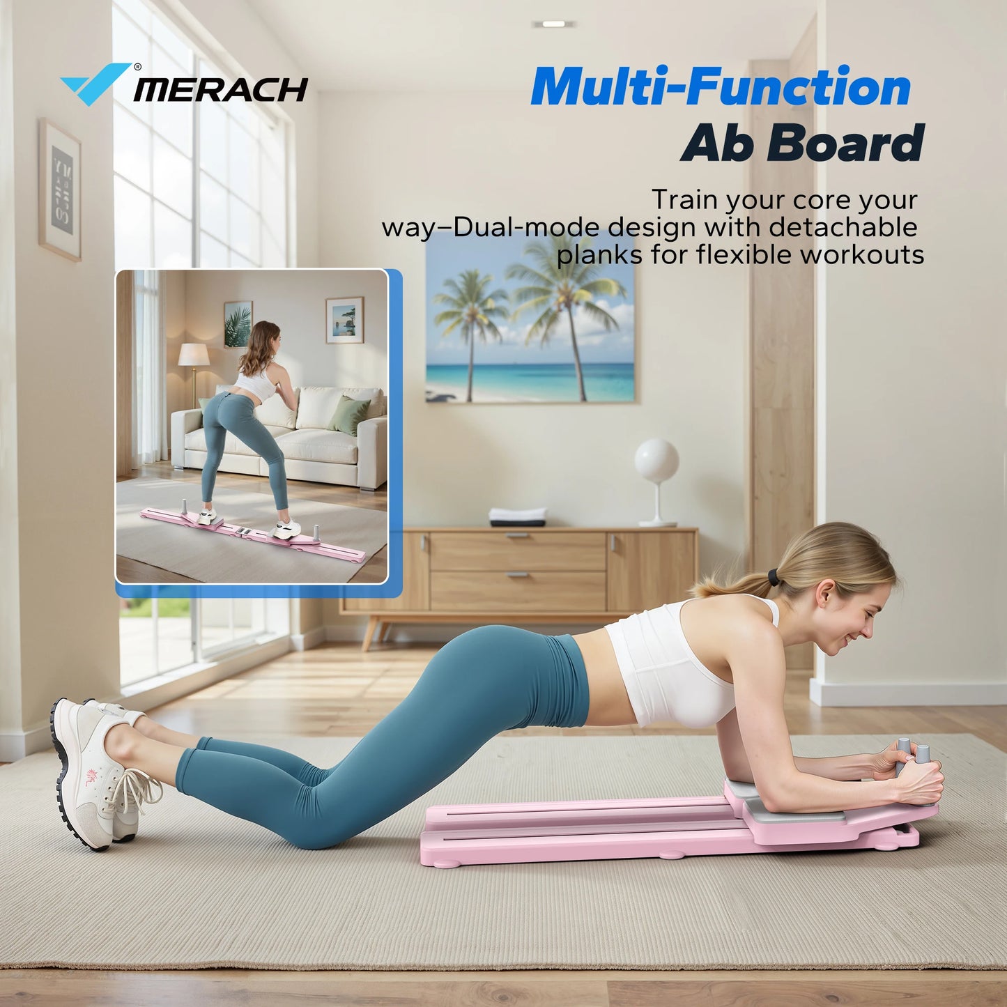 Merach Pilates Board Multifunctional Ab Trainer With Detachable Design