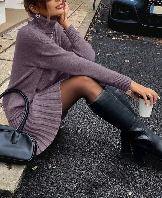 Women's Knitted Sweater And Pleated Skirt Two Piece Outfit