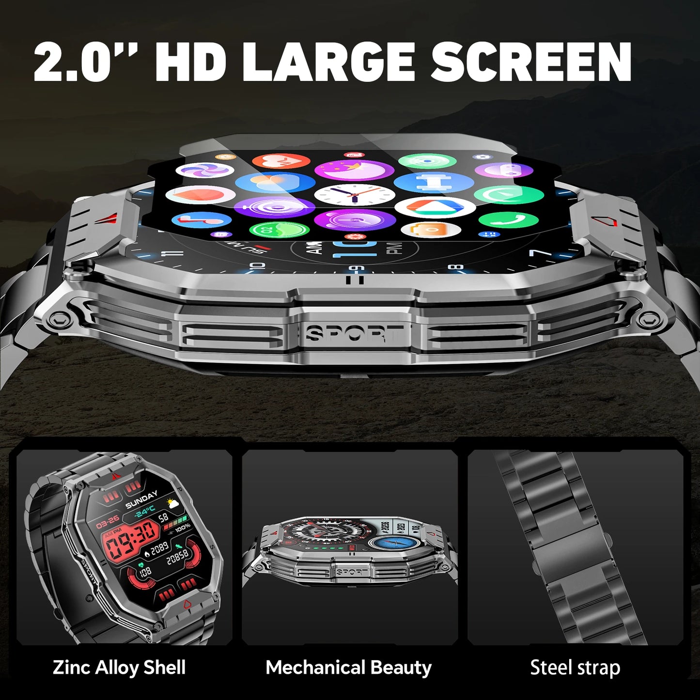 AMOLED Smart Watch With Bluetooth Calls GPS Heart Rate Monitor