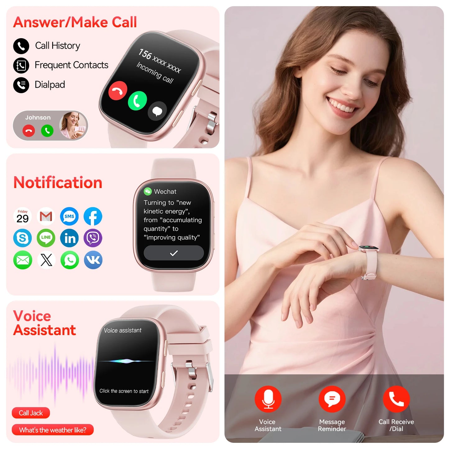 Smartwatch for Android iOS With Heart Rate Monitor Waterproof Bluetooth