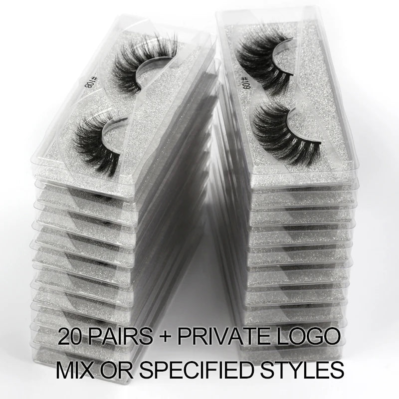 4/10/100 PCS Wholesale Fake Eyelashes 3D Faux Mink Lashes Natural Fluffy False Eyelash Extension Wispy Fake Eye Lash Makeup