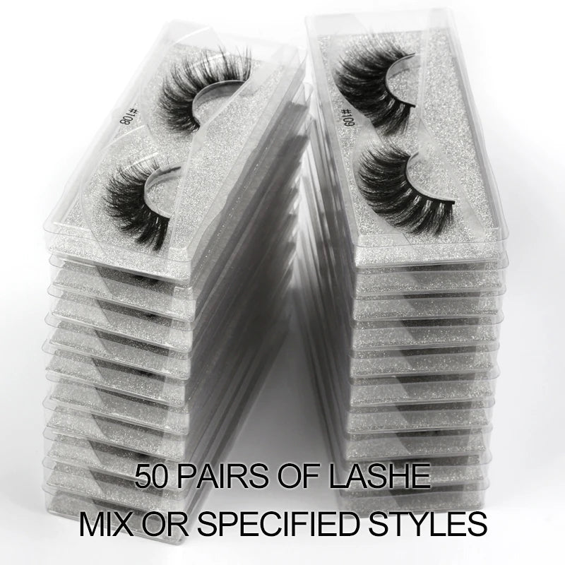 4/10/100 PCS Wholesale Fake Eyelashes 3D Faux Mink Lashes Natural Fluffy False Eyelash Extension Wispy Fake Eye Lash Makeup