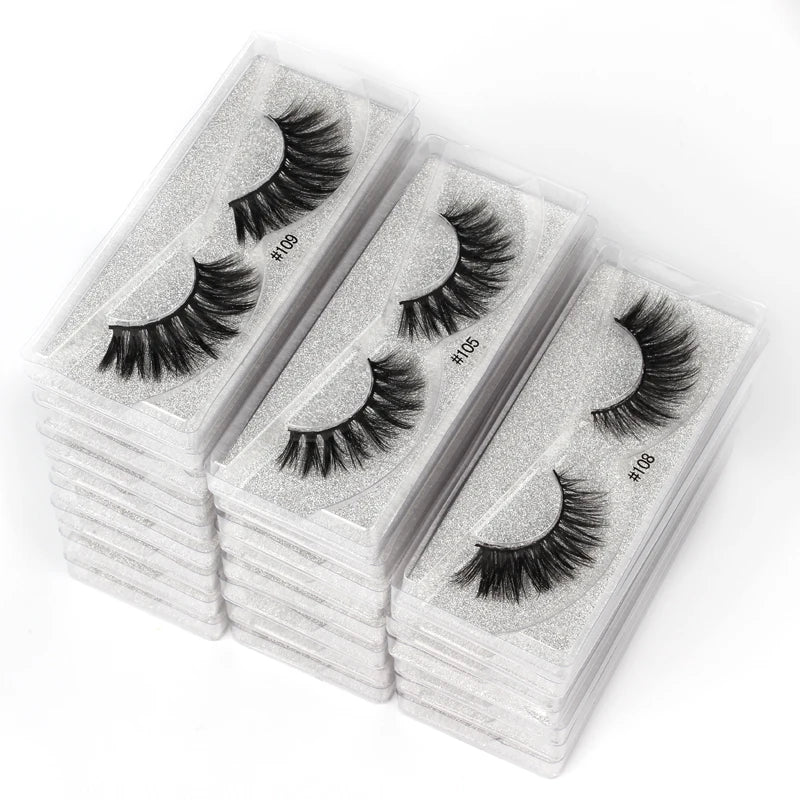4/10/100 PCS Wholesale Fake Eyelashes 3D Faux Mink Lashes Natural Fluffy False Eyelash Extension Wispy Fake Eye Lash Makeup