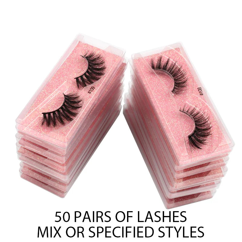 4/10/100 PCS Wholesale Fake Eyelashes 3D Faux Mink Lashes Natural Fluffy False Eyelash Extension Wispy Fake Eye Lash Makeup