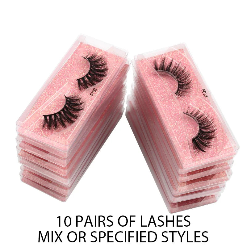 4/10/100 PCS Wholesale Fake Eyelashes 3D Faux Mink Lashes Natural Fluffy False Eyelash Extension Wispy Fake Eye Lash Makeup