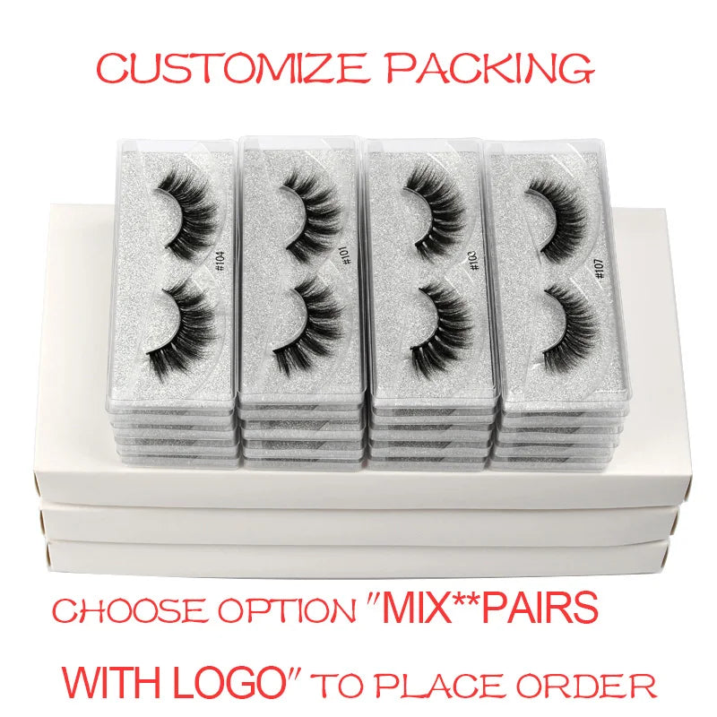 4/10/100 PCS Wholesale Fake Eyelashes 3D Faux Mink Lashes Natural Fluffy False Eyelash Extension Wispy Fake Eye Lash Makeup