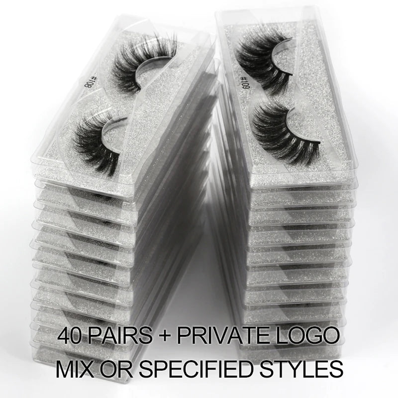 4/10/100 PCS Wholesale Fake Eyelashes 3D Faux Mink Lashes Natural Fluffy False Eyelash Extension Wispy Fake Eye Lash Makeup