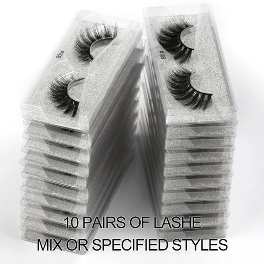 4/10/100 PCS Wholesale Fake Eyelashes 3D Faux Mink Lashes Natural Fluffy False Eyelash Extension Wispy Fake Eye Lash Makeup