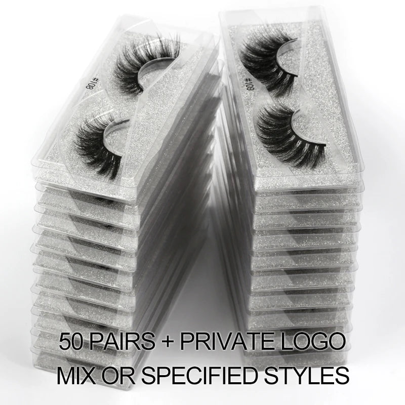 4/10/100 PCS Wholesale Fake Eyelashes 3D Faux Mink Lashes Natural Fluffy False Eyelash Extension Wispy Fake Eye Lash Makeup