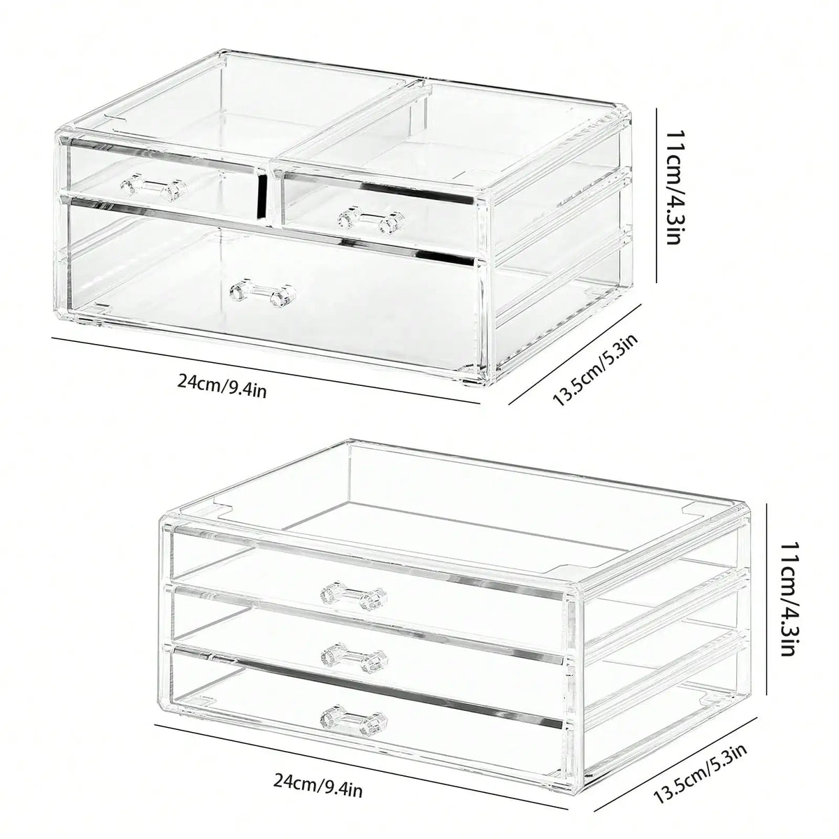 5-Tier Clear Makeup Organizer with 6 Drawers, Large Capacity Cosmetic Storage Case for Vanity Bathroom Dorm Desk, Skincare Jewelry Holder, Space Saver