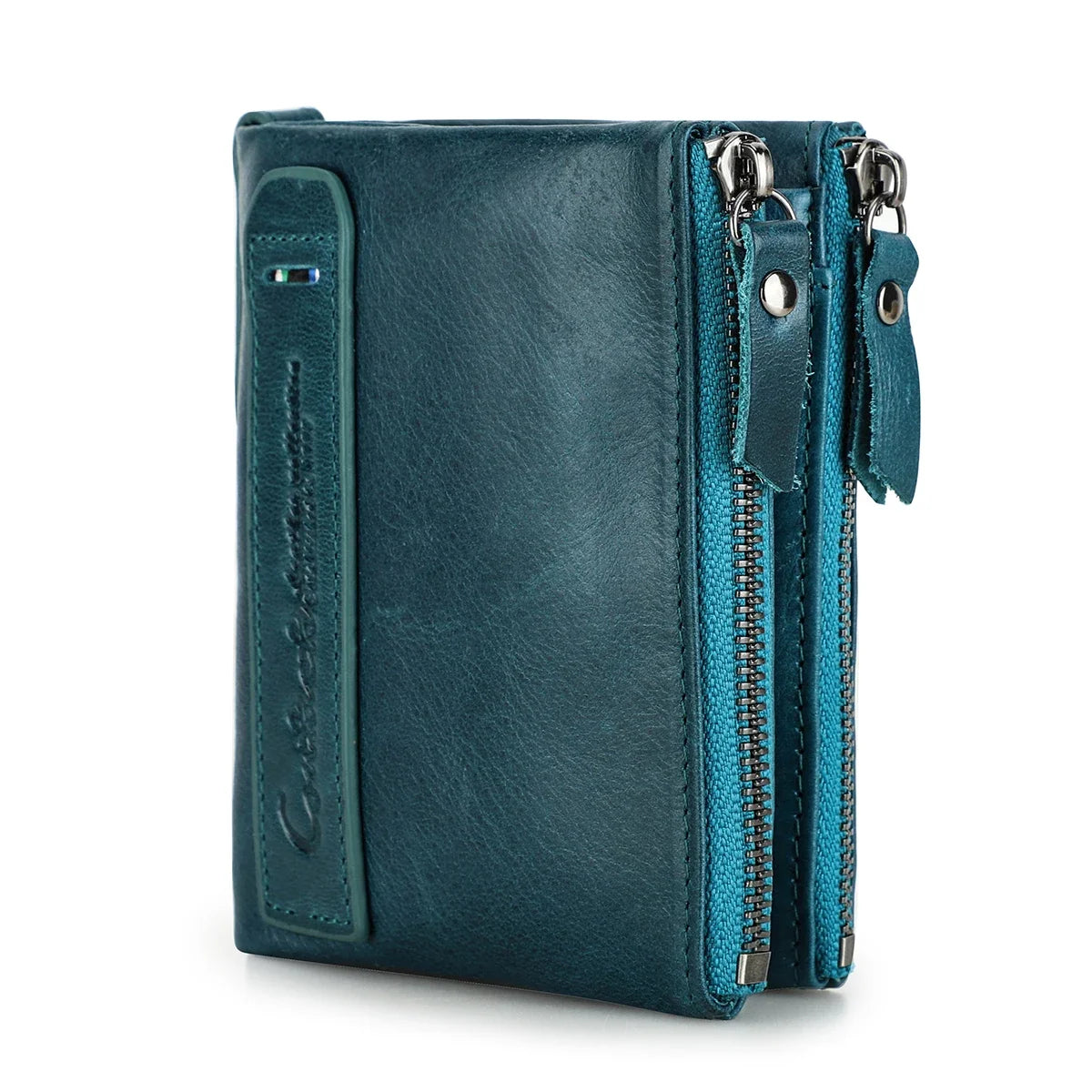 Genuine Leather Short Wallet Card Holder Money Clip Unisex