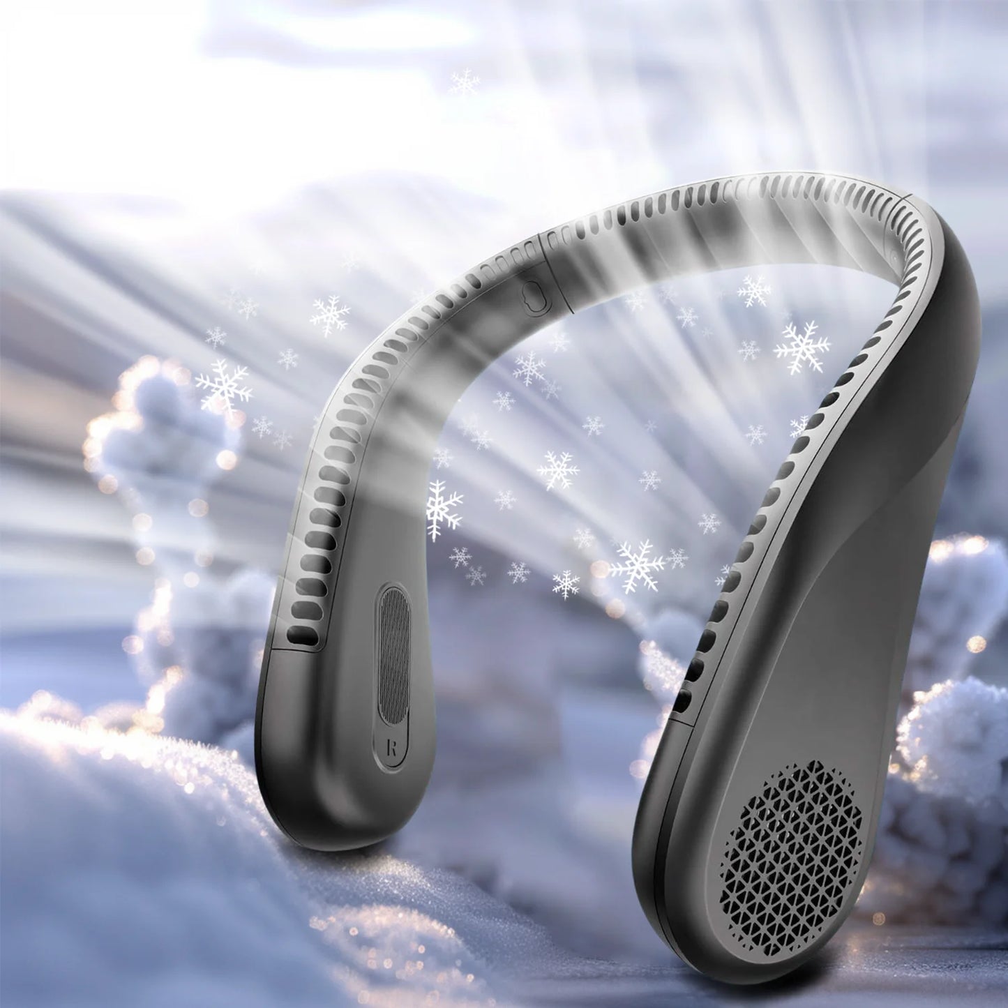 Portable Neck Fan, Rechargeable USB Powered Cooling Fan with 4 Speeds, Hands Free Bladeless, Battery Fan Lasts 4-16Hrs, Black