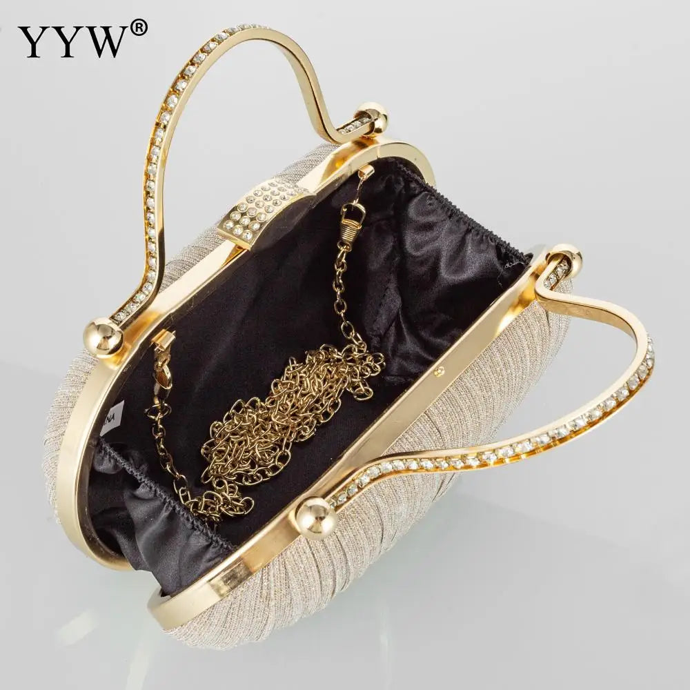 Diamond Top Handle Women Evening Handbag Clutch With Rhinestones