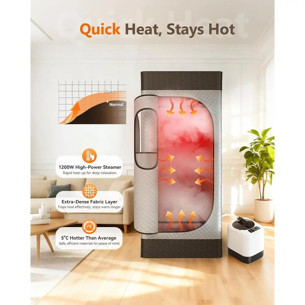 Portable Infrared Sauna Box With 1200W Steamer And 9 Levels