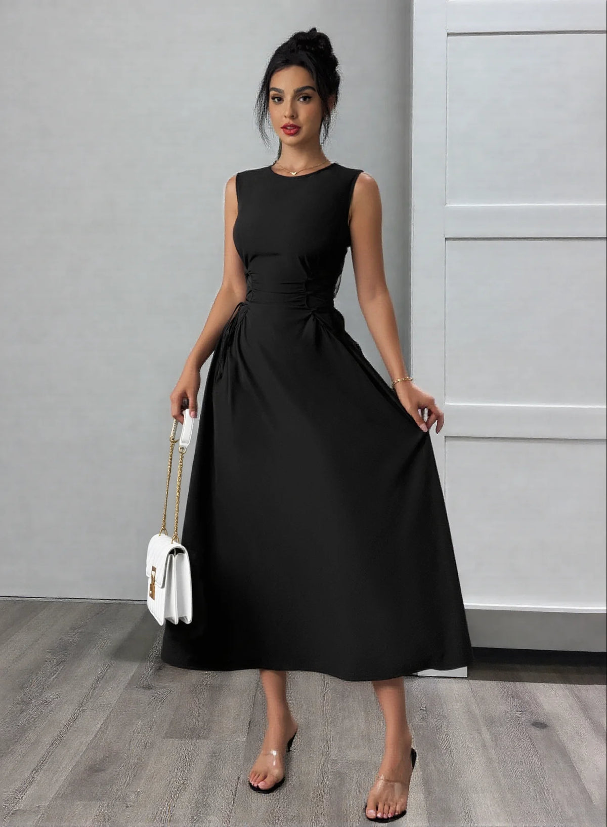 Womens Off Shoulder Bodycon Dress Featuring Elegant Bow Detail