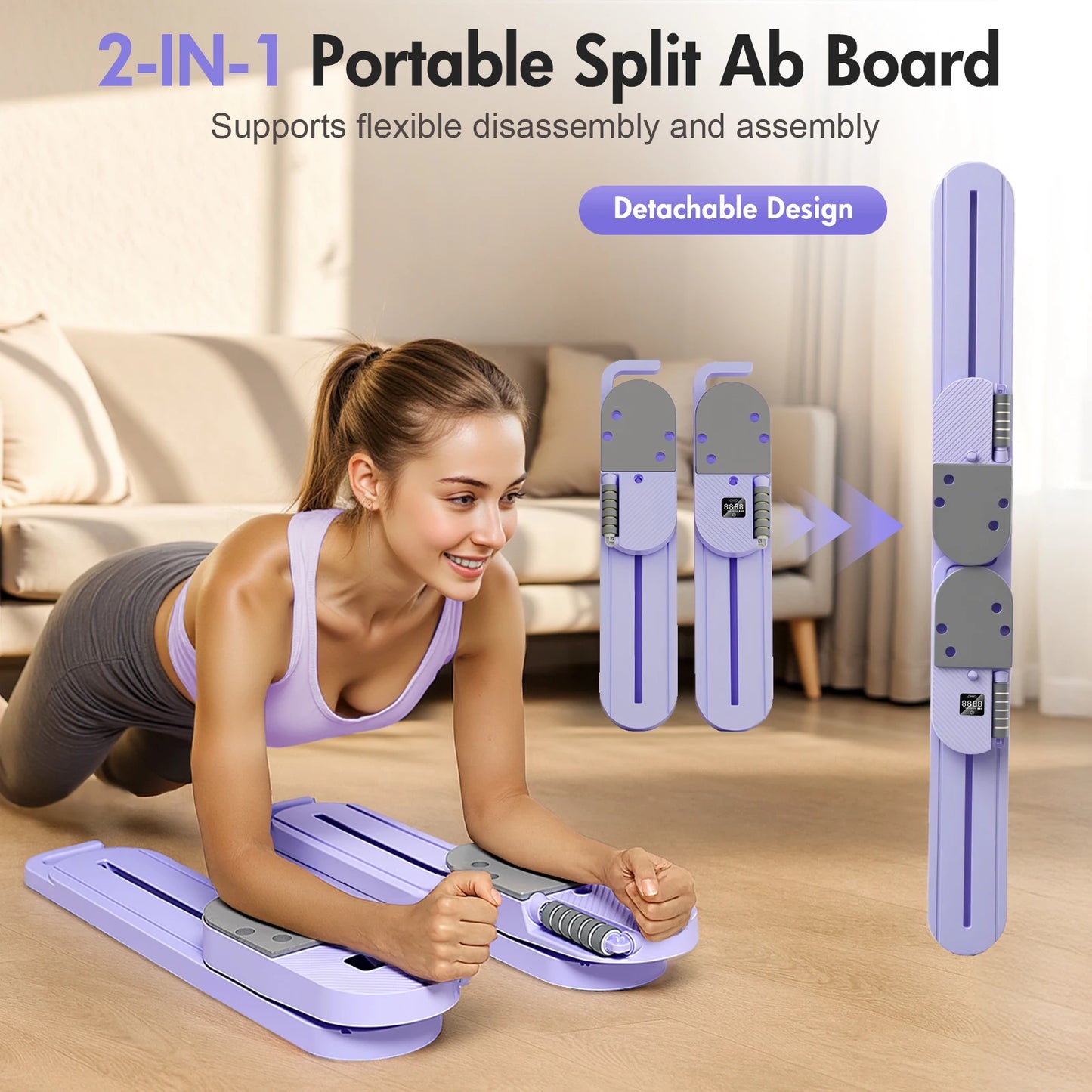 Portable Detachable Ab Pilates Board With Resistance Bands Trainer