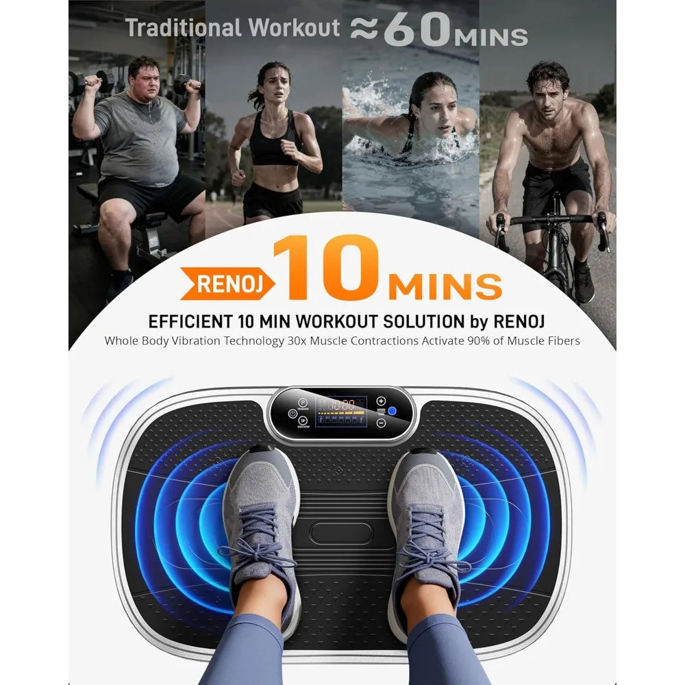Vibration Plate Exercise Machine for Weight Loss and Lymphatic Drainage - 330lbs Capacity Vibrating Platform