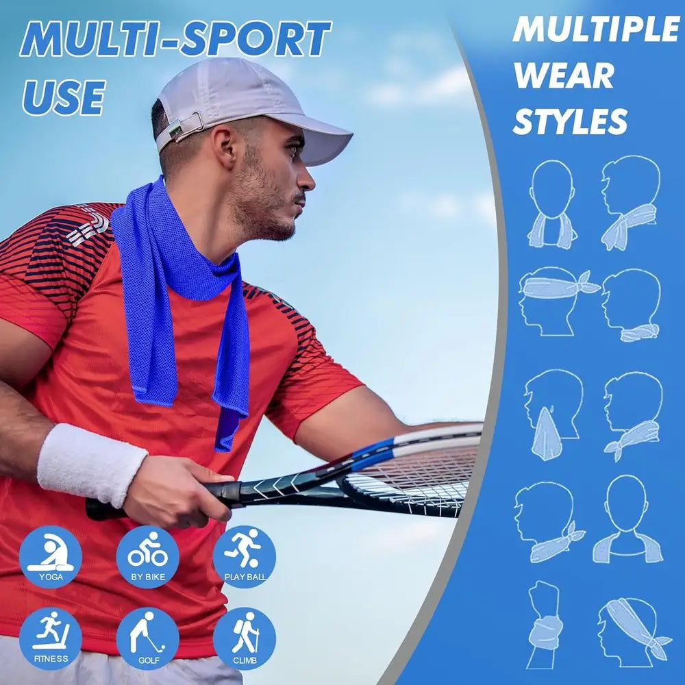 4 Pack Large Cooling Towels (47x12) for Hot Weather, Breathable, Ideal for Gym, Yoga, Running, Camping